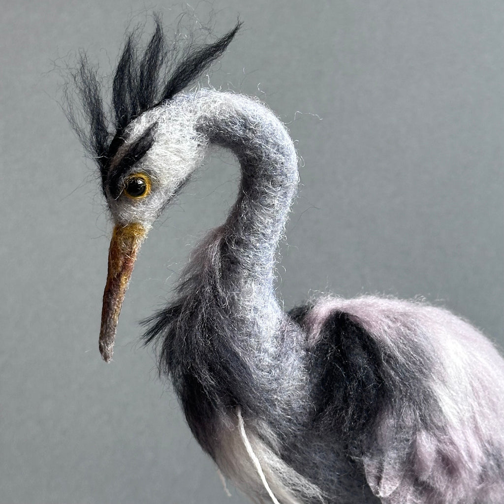 Needle Felted Heron ‘Jeremy’ on a Vintage Fishing Reel