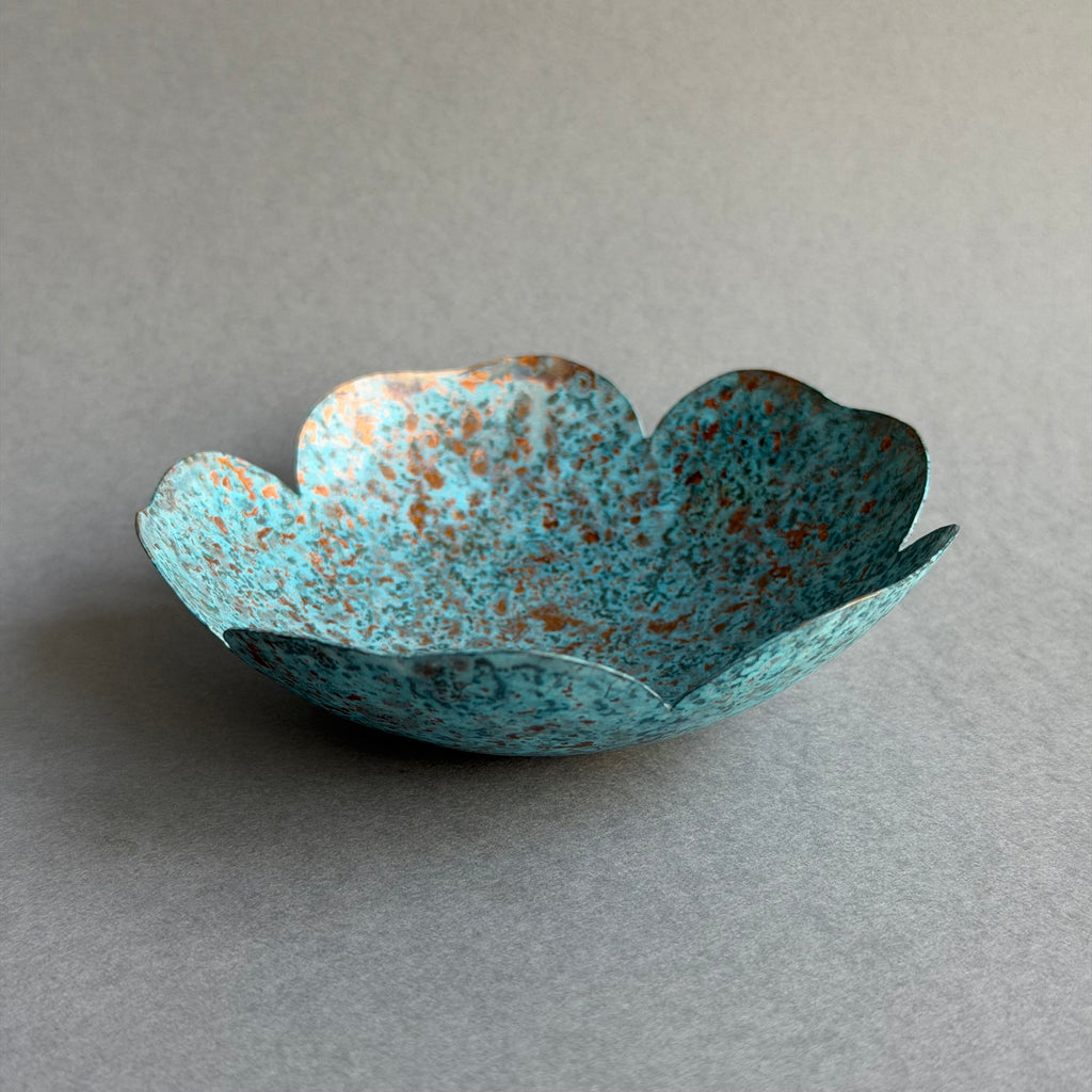 Patinated Copper Petal Dish - 10.5cm