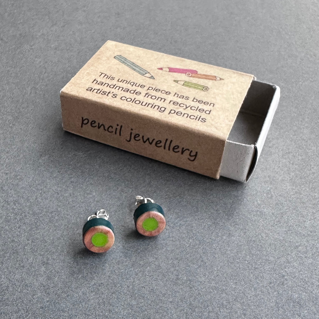 Pencil Stud Earrings - Lime Green