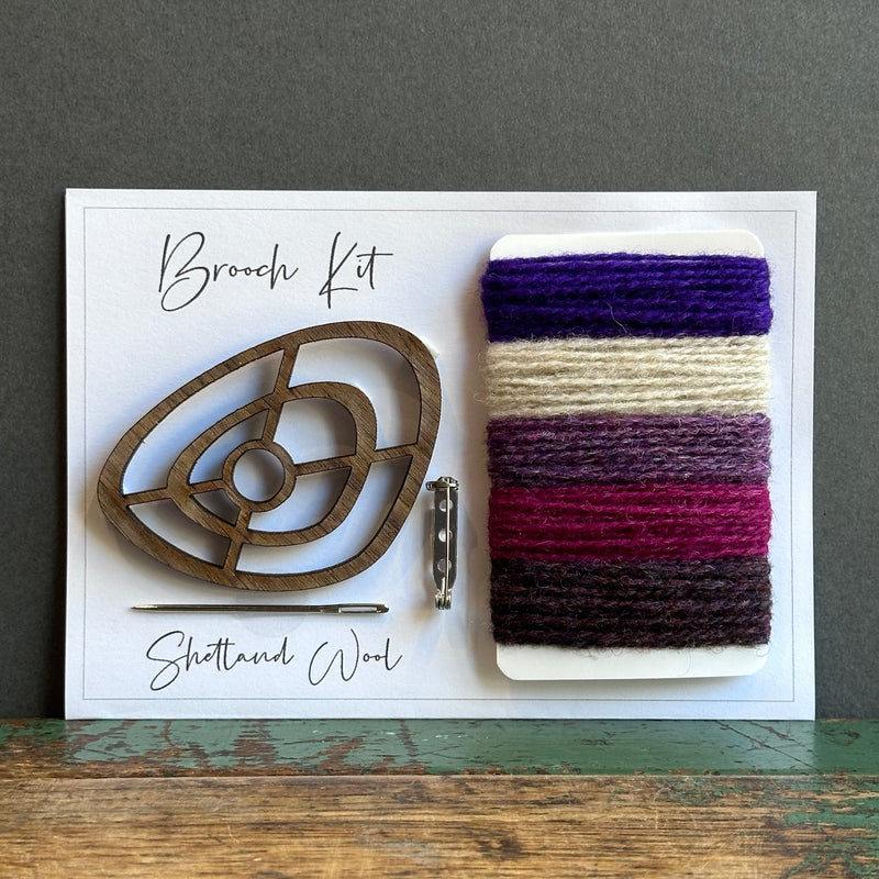 Brooch Kit - Pebble - Shetland Wool - Purples