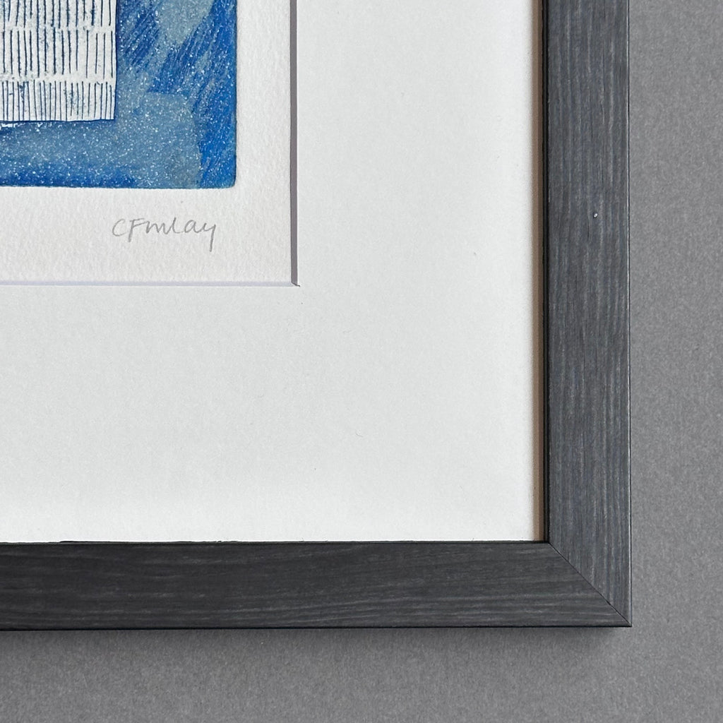 Etching - Conversation #3 - Blue - Framed