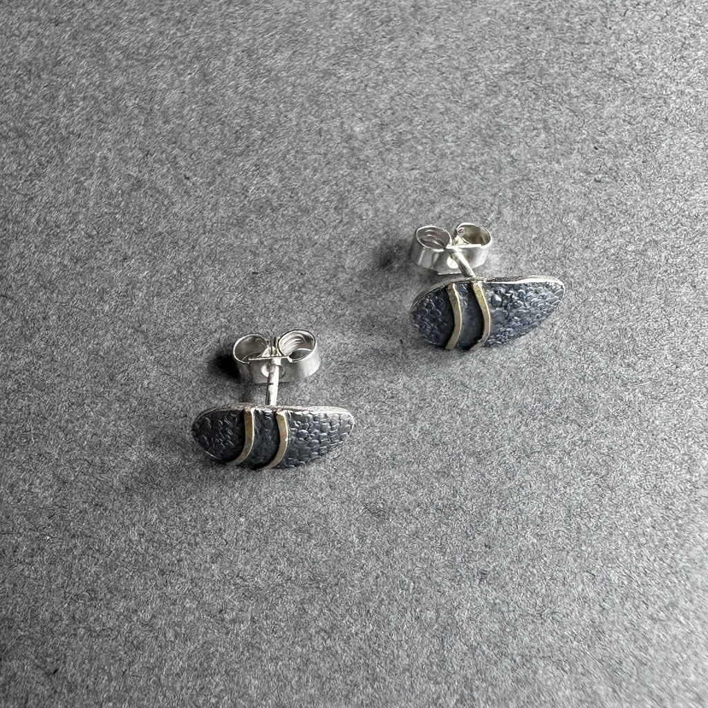 Bug Studs - Oxidised Silver & Gold