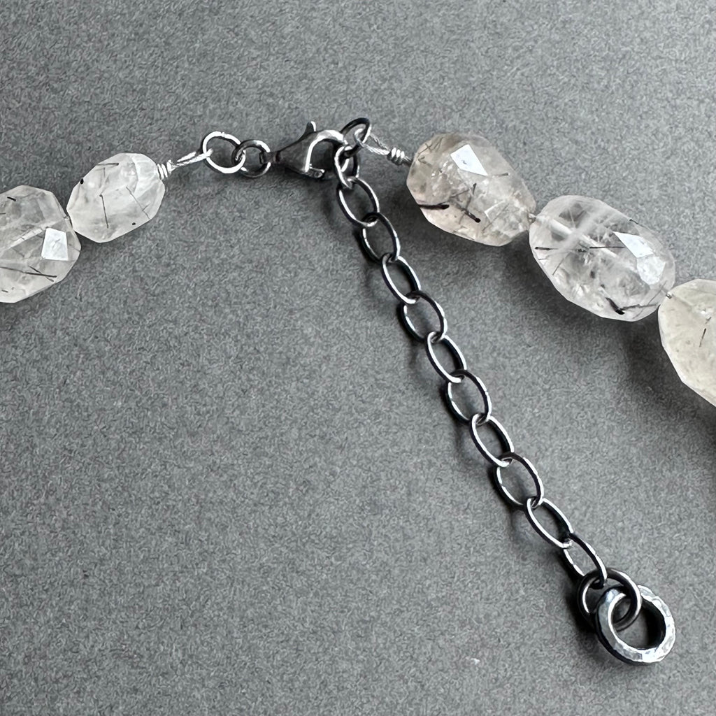 Landscape One-Off Statement Necklace - Silver, Gold & Rutilated Quartz