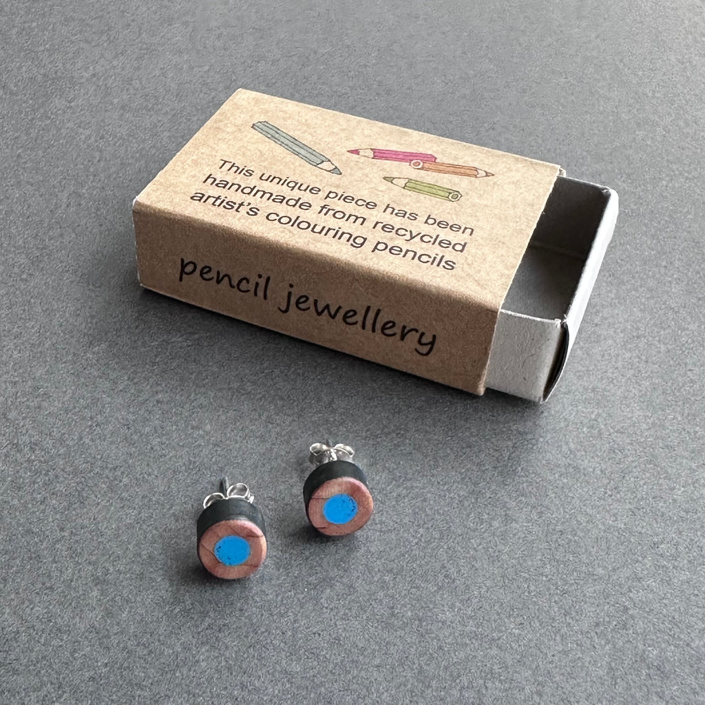 Pencil Stud Earrings - Blue