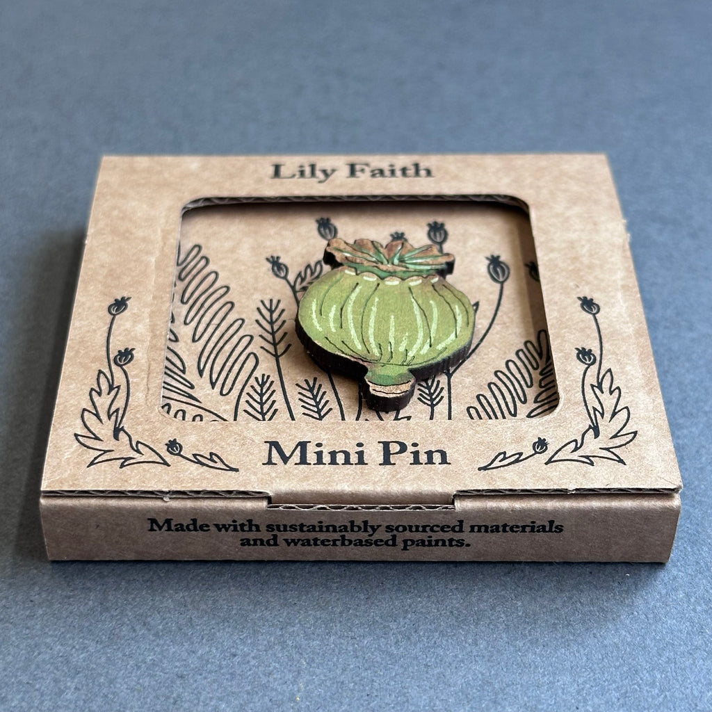 Mini Pin Brooch - Poppy Head