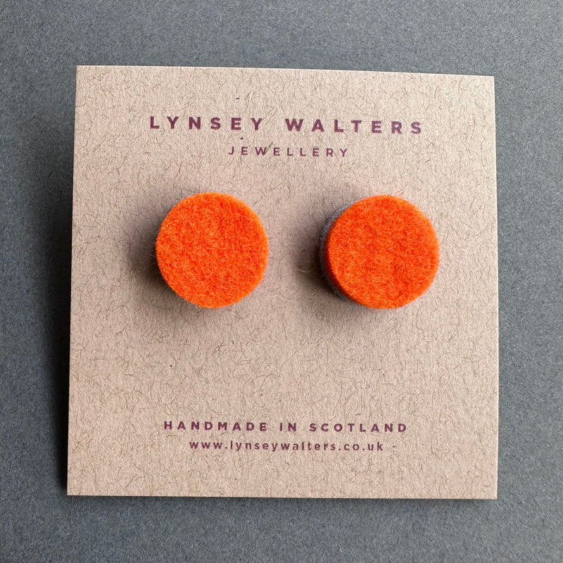 Colourful Stud Earrings ‘Orange & Grey'