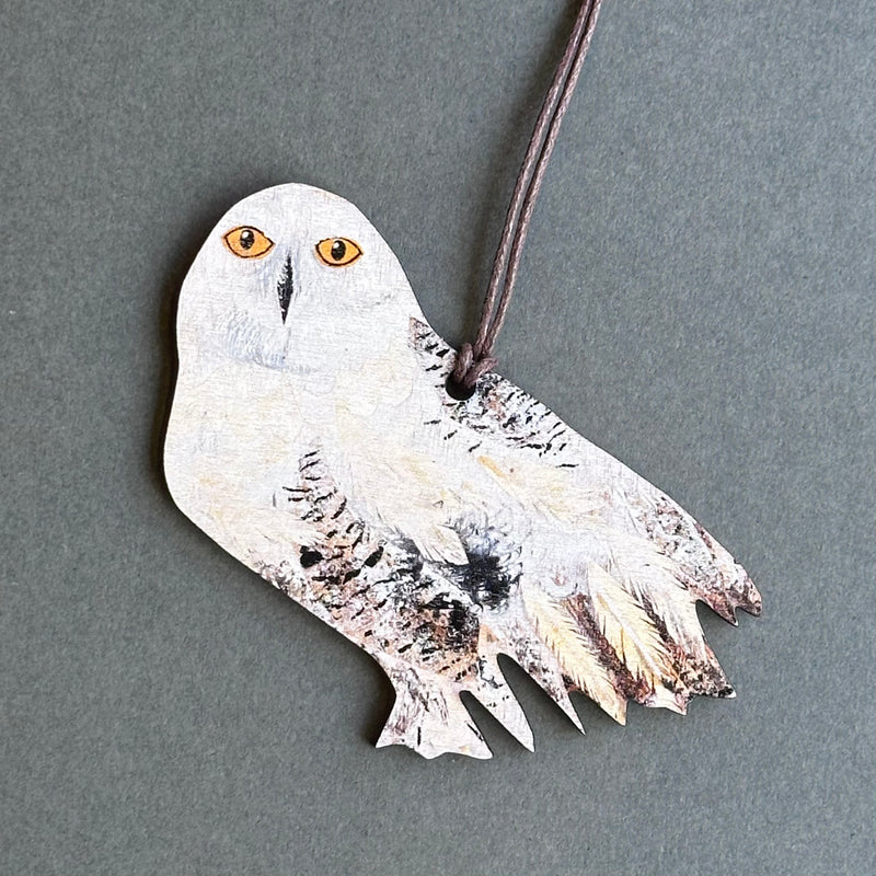 Wooden Decoration - Snowy Owl, Left Facing