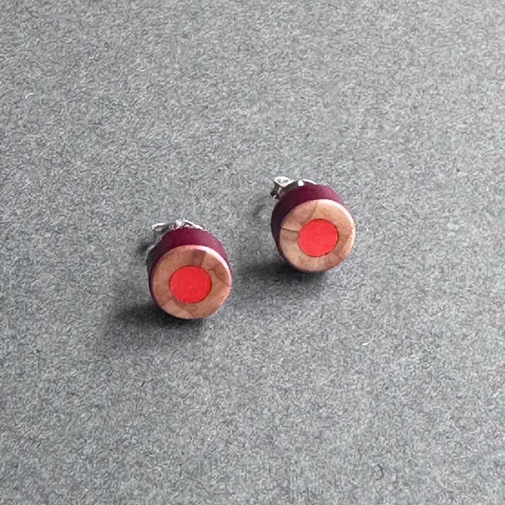 Pencil Stud Earrings - Red