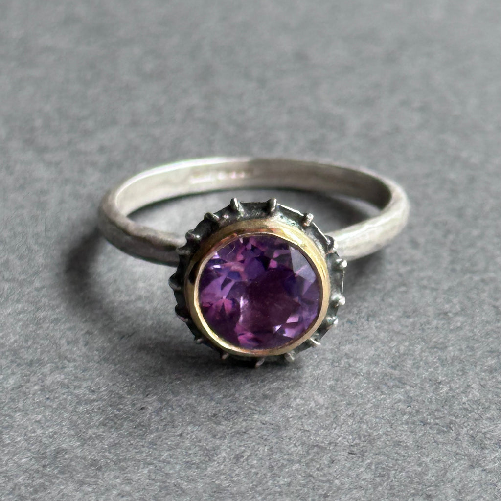Ring - Silver, Gold & Amethyst