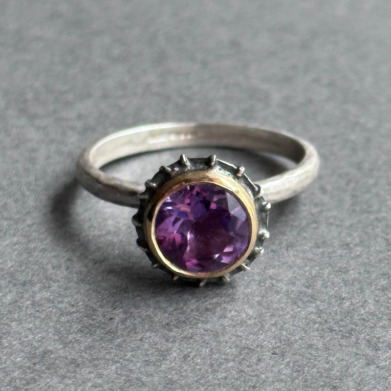 Ring - Silver, Gold & Amethyst