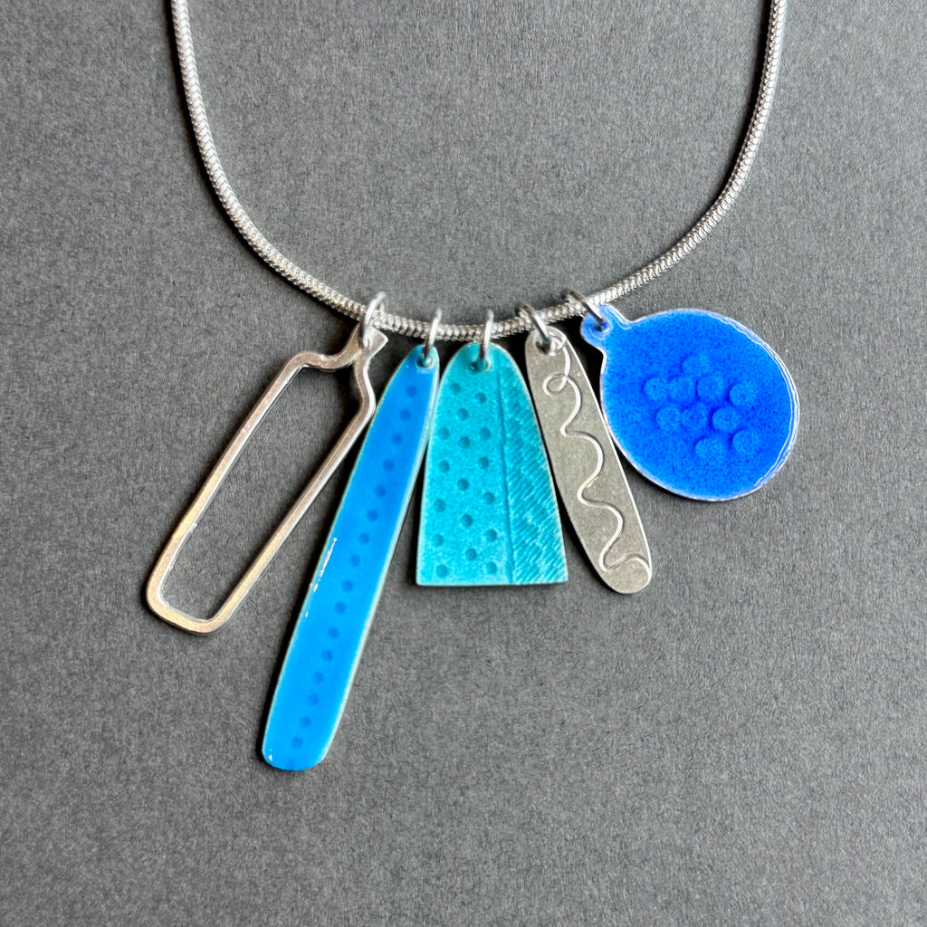 Cluster Pendant - Turquoise, Summer Blue & Blue Enamel