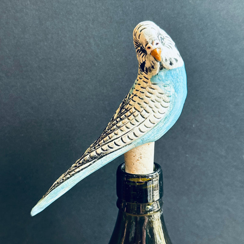 Blue Budgie Bottle Stopper