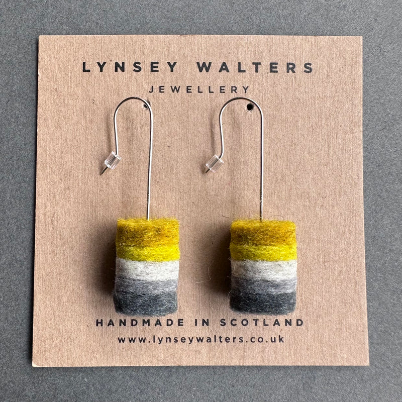 Ombre Drop Earrings 'Mustard & Grey'