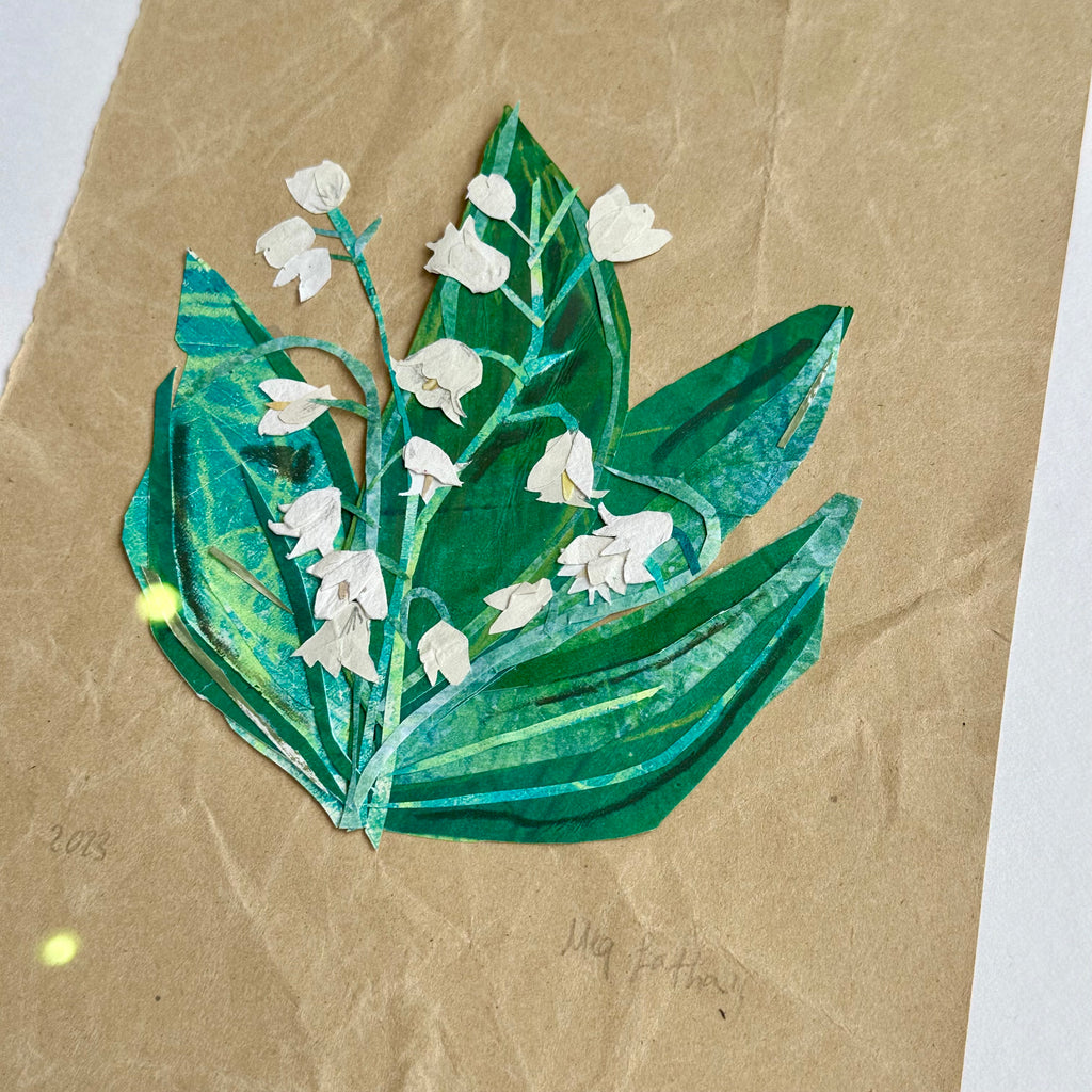 Original Collage - Lily of the Valley - Framed