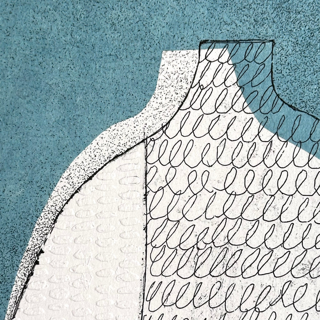 Etching - Conversation #4 - Grey/Blue - Unframed