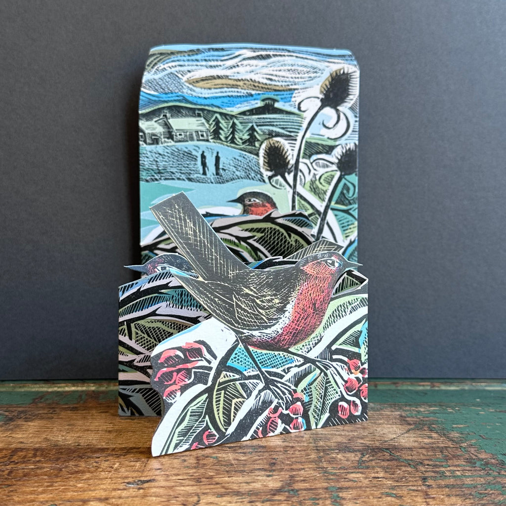 Die-Cut Card - Angela Harding - Robins and Teasels