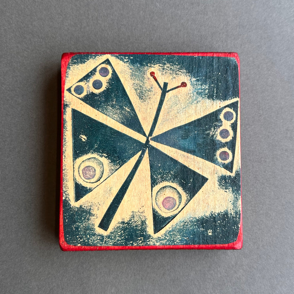 Collagraph Block ‘Butterfly’ Navy Blue/Cherry