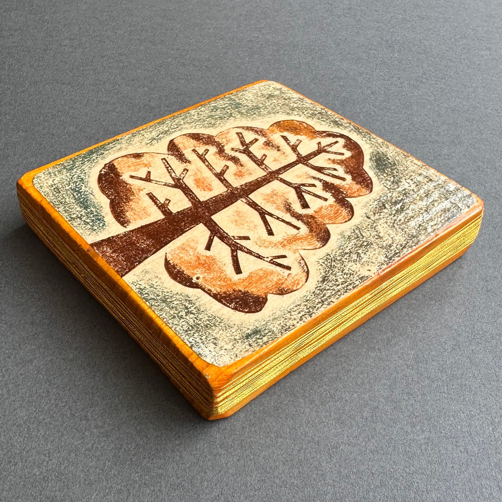 Collagraph Block ‘Tree’ Brown & Peach/Blue/Grey/Orange