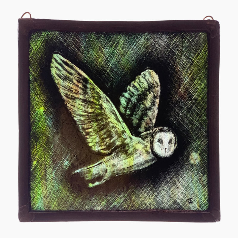 Stained Glass Square - Barn Owl