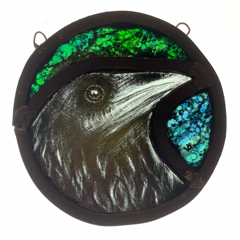 Stained Glass Roundel - Raven