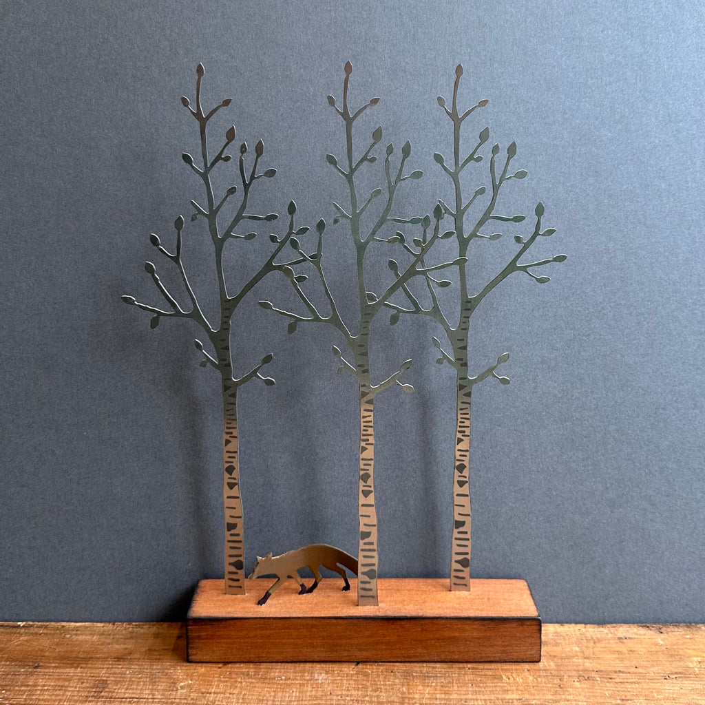 Sculpture -  Silver Birch with Fox