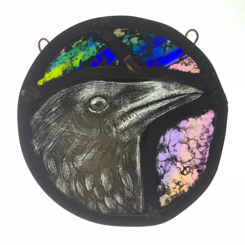 Stained Glass Roundel - Crow