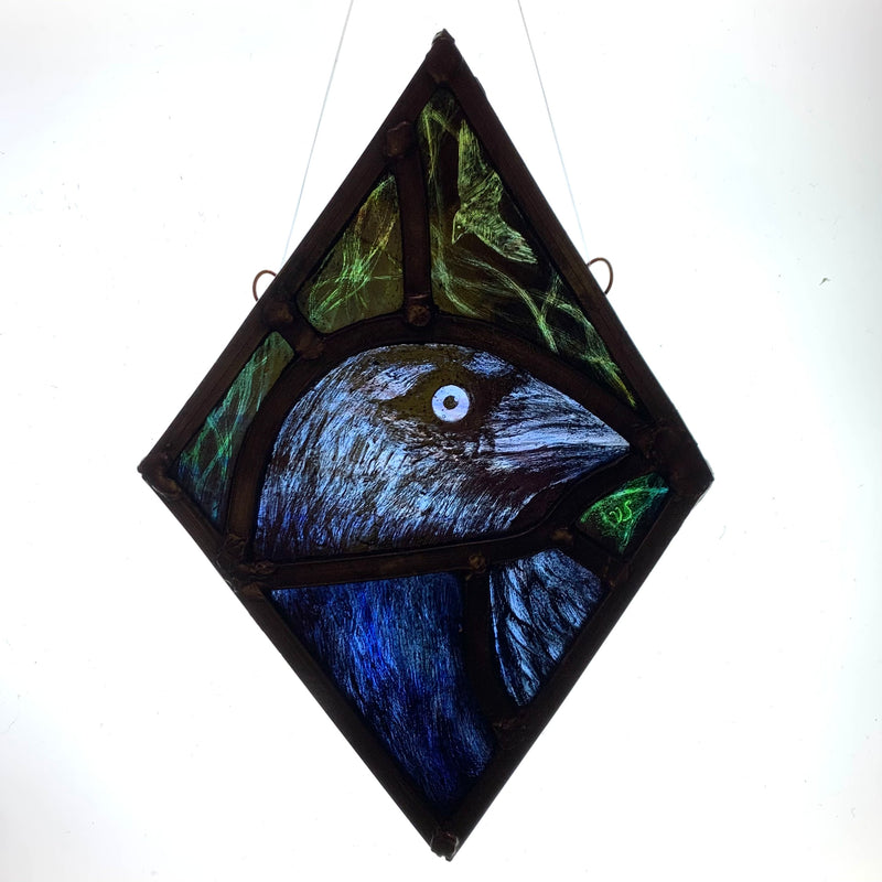 Stained Glass Diamond - Jackdaw