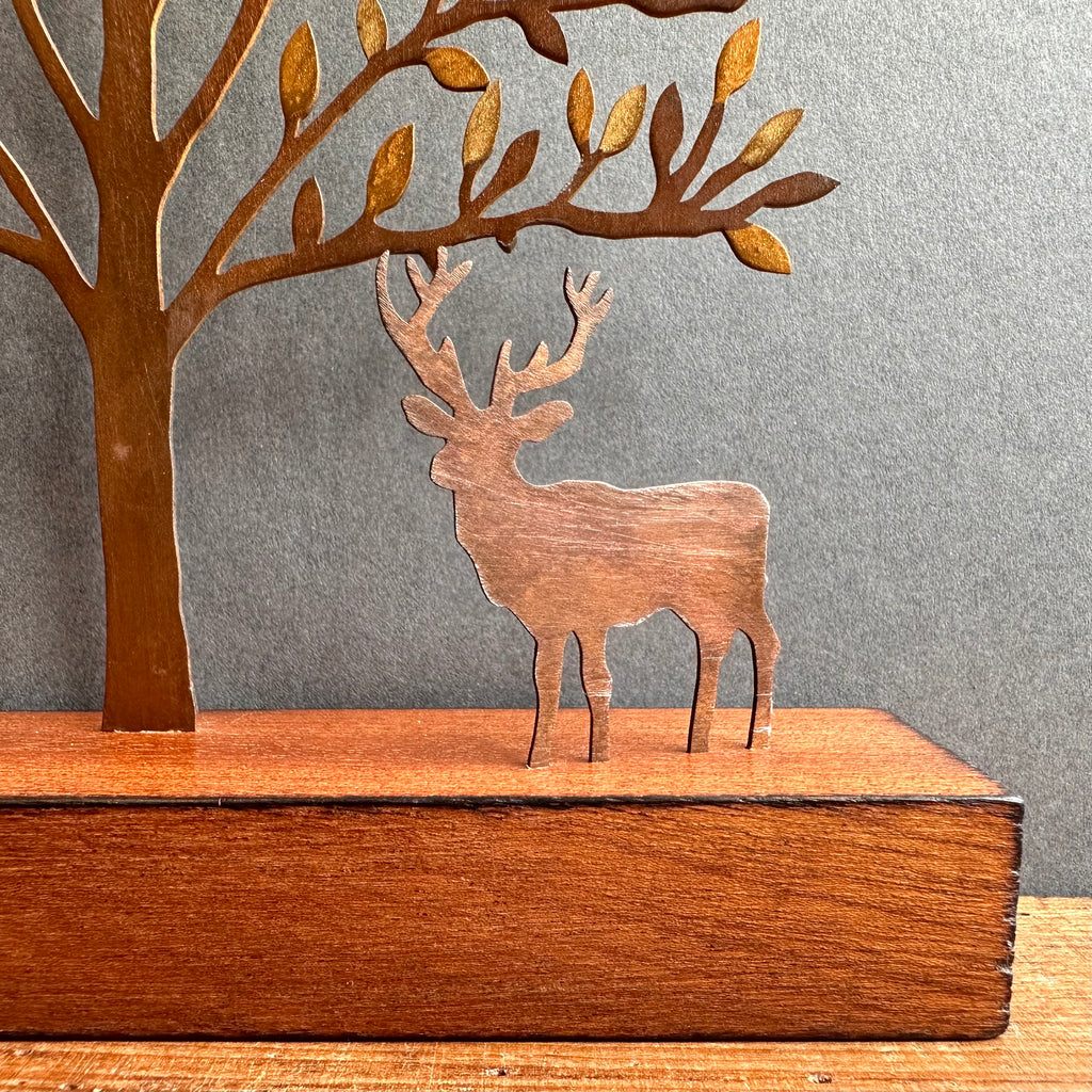 Sculpture -  Golden Tree & Deer