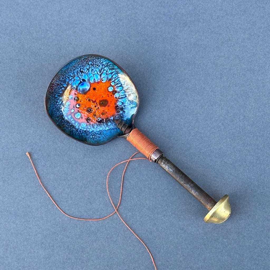Decorative Enamel Spoon 'Brass Headed Screw’