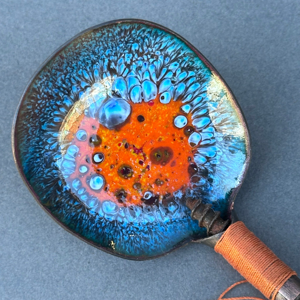 Decorative Enamel Spoon 'Brass Headed Screw’