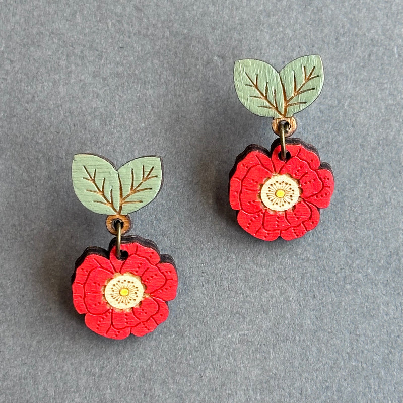 IBC In Bloom Drop Stud Earrings ‘Wild Poppy’
