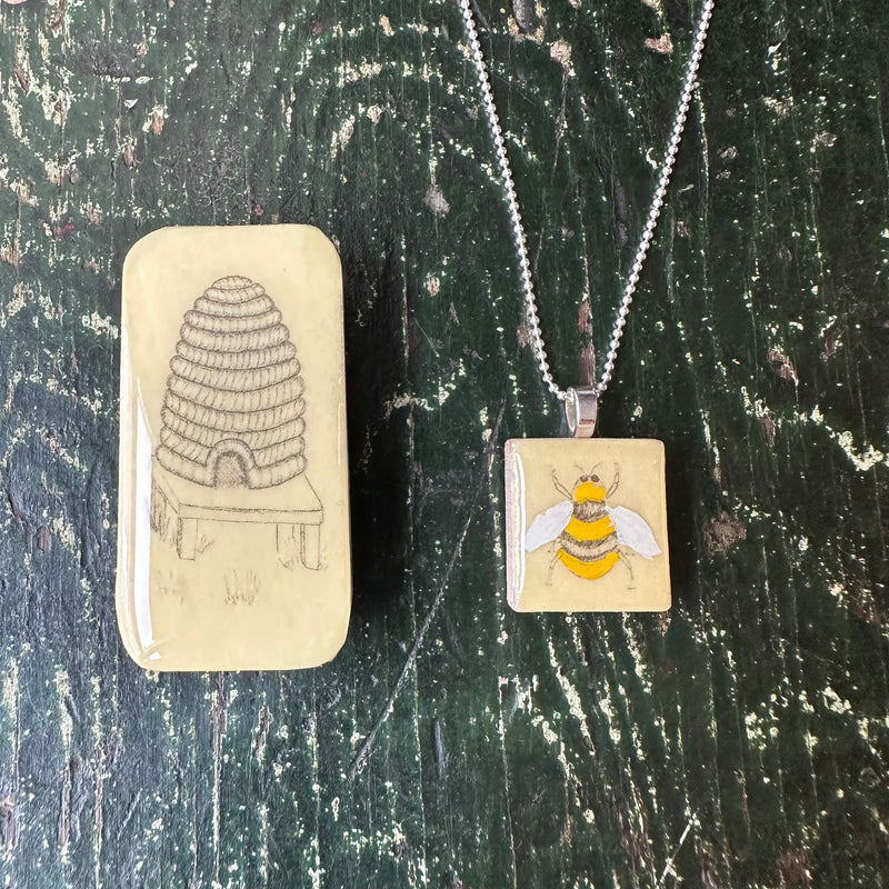 Scrabble Tile Pendant & Teeny Tiny Tin Bee