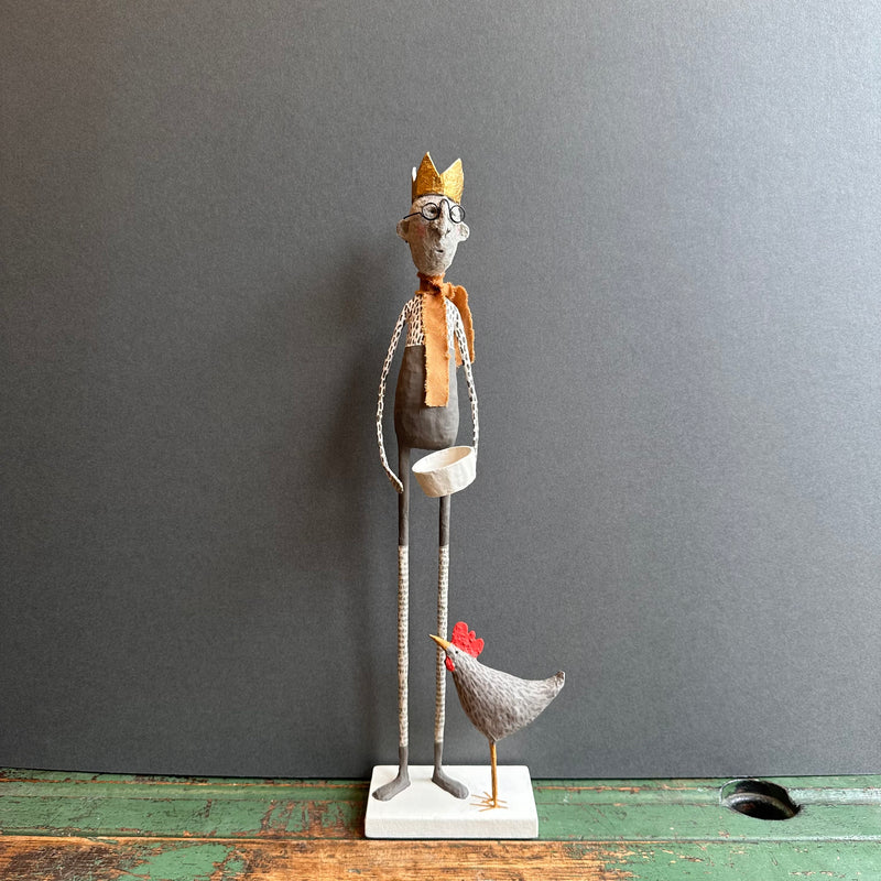 Paper Mache Sculpture ‘Ralph Feeding Iris the Hen’