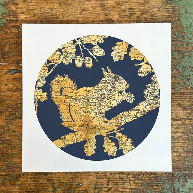Haworth Map Print 'Red Squirrel'