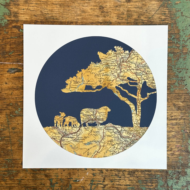 Haworth Map Print 'Sheep and Pine'