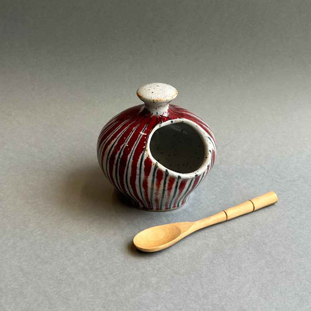 Small Salt Pot - Red Pinstripe
