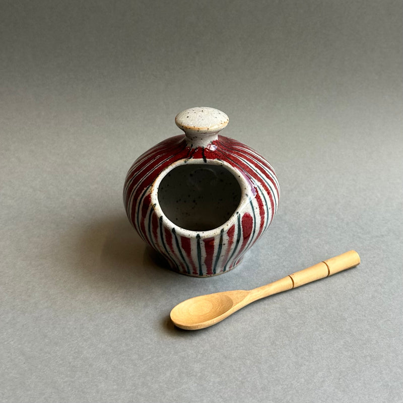 Small Salt Pot - Red Pinstripe