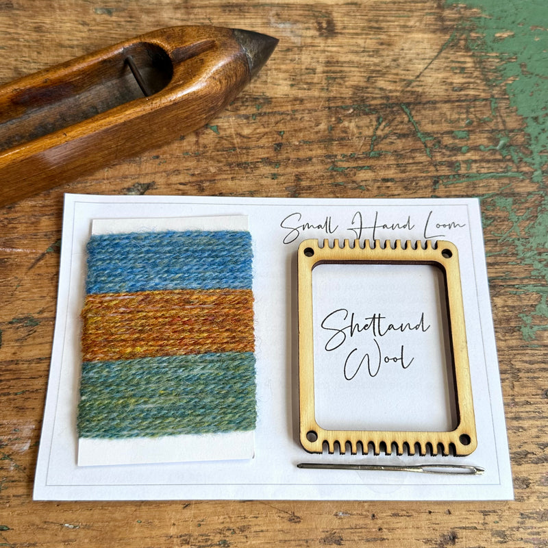 Shetland Wool Small Hand Loom [Blue/Rust/Sage]
