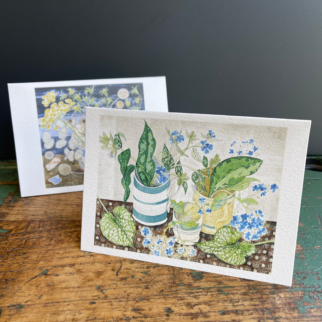 Notecards - Angie Lewin - Festival of Britain Mug with Garden Seedheads/Late Summer Flowers & Ferns