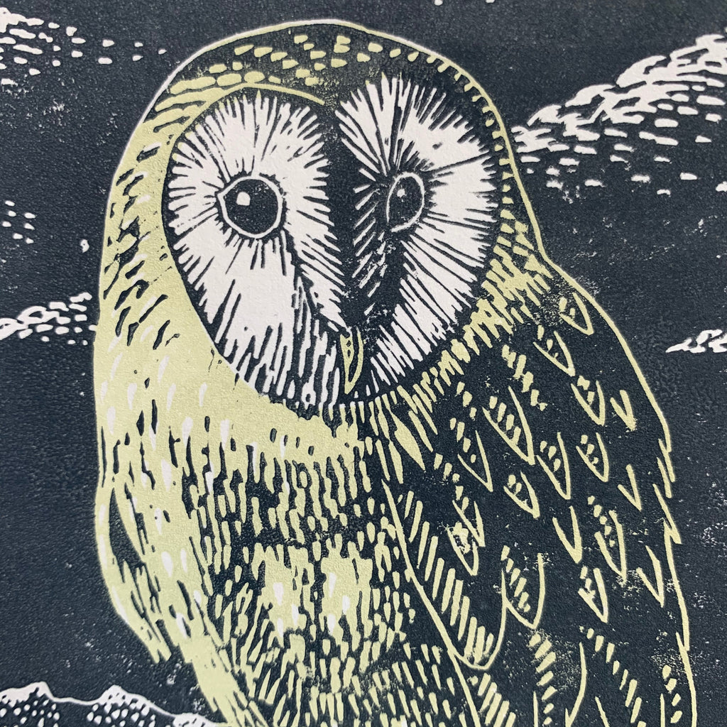 A4 - Barn Owl - Linocut - Unframed