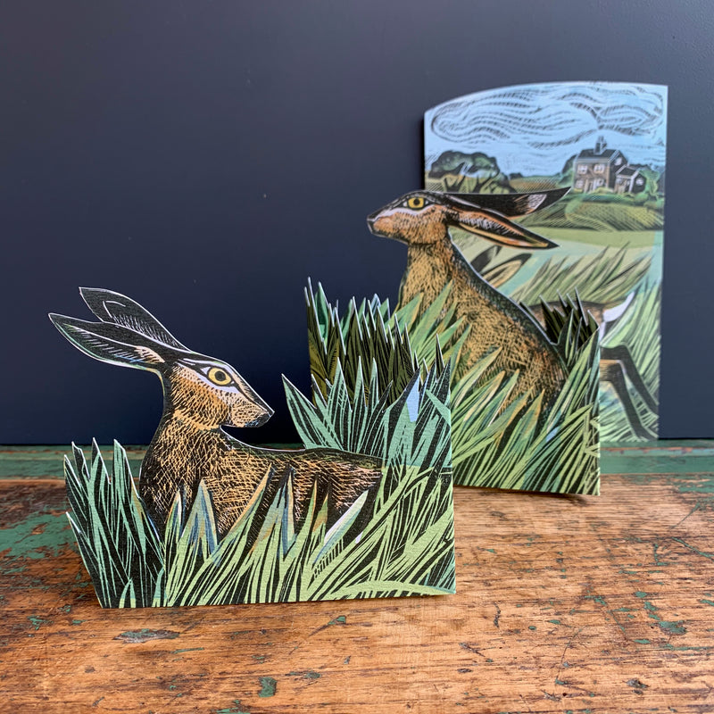 Die-Cut Card - Angela Harding 'Hares and Open Fields'