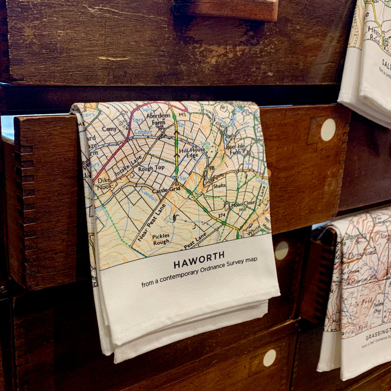 OS Map Tea Towel 'Haworth'