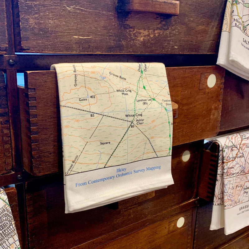OS Map Tea Towel 'Ilkley'