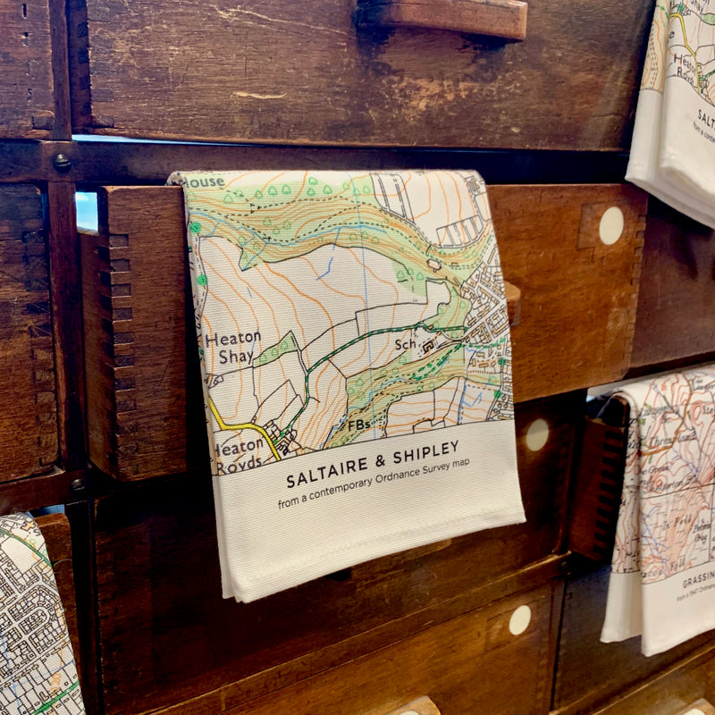 OS Map Tea Towel 'Saltaire & Shipley'