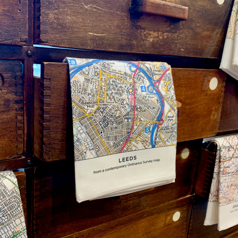 OS Map Tea Towel 'Leeds'
