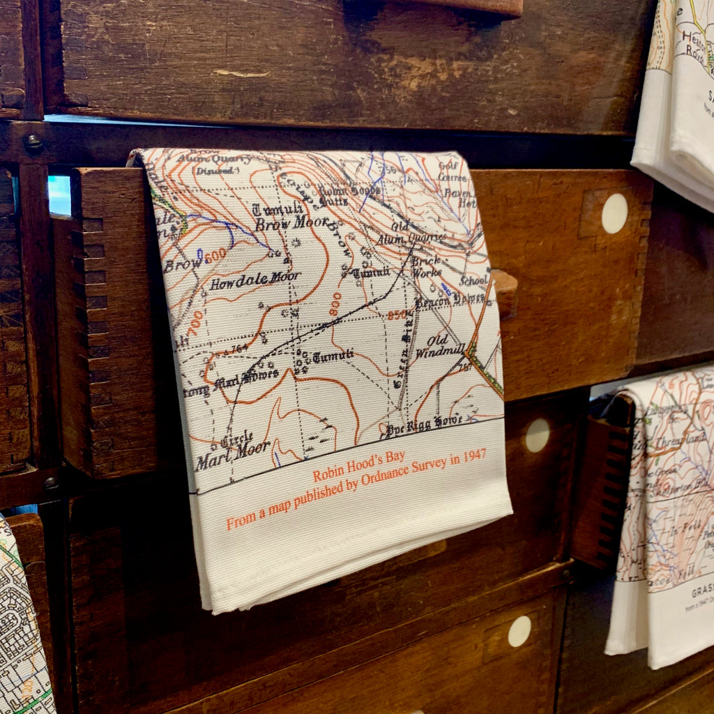 OS Map Tea Towel 'Robin Hood's Bay'
