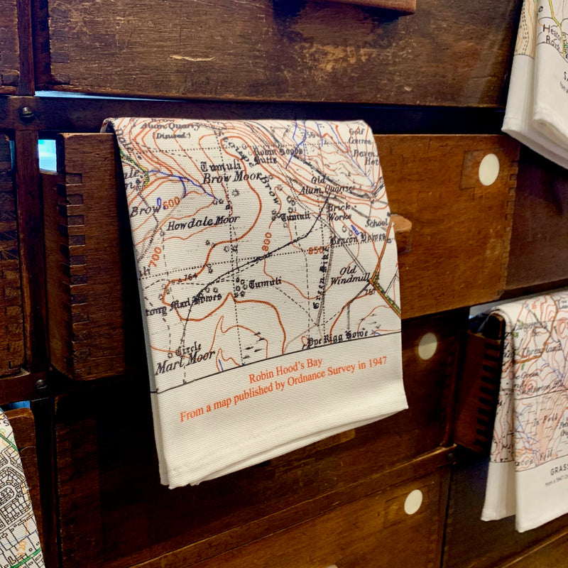 OS Map Tea Towel 'Robin Hood's Bay'