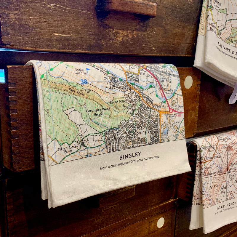 OS Map Tea Towel 'Bingley'