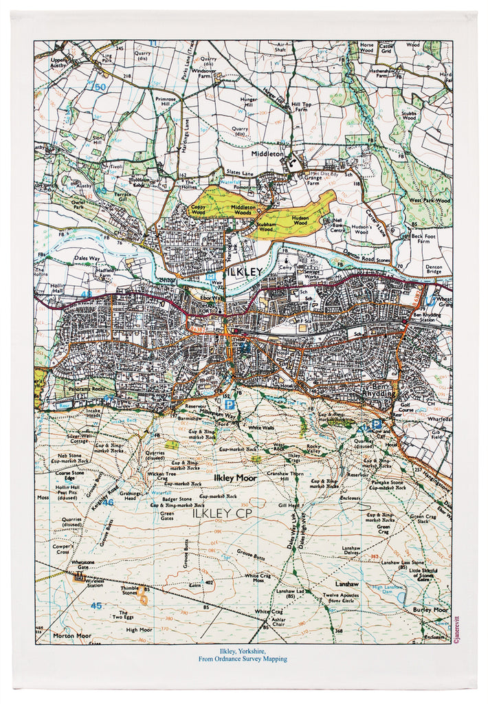 OS Map Tea Towel 'Ilkley'