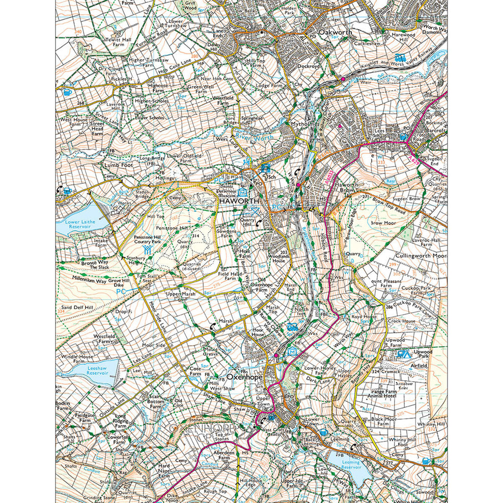 OS Map Tea Towel 'Haworth'